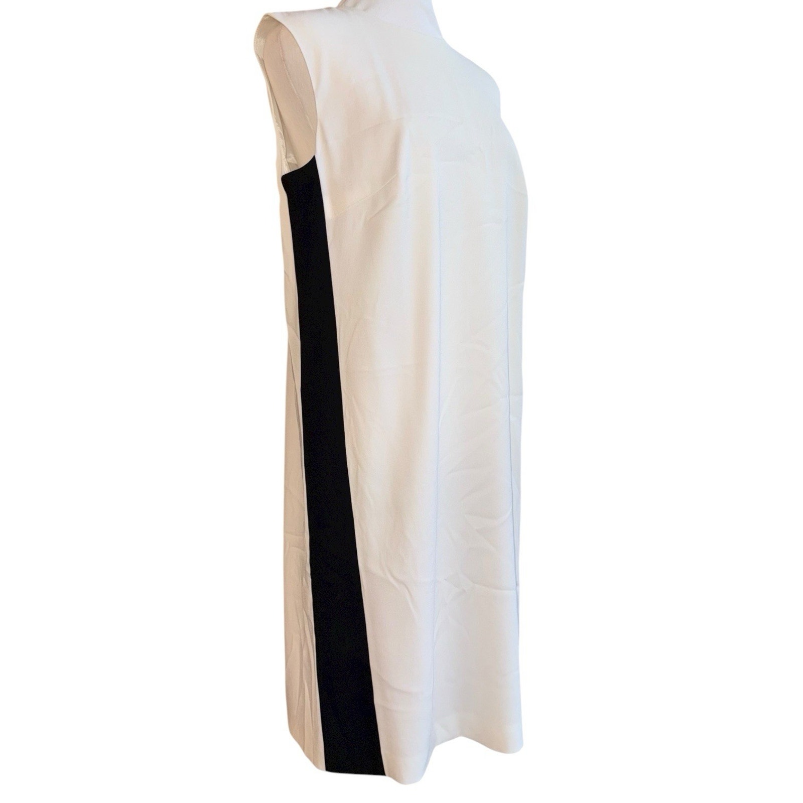 Escada White And Black Stripe Shift Dress Size 38 Us 8